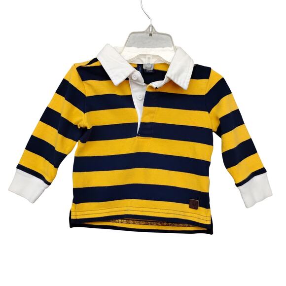 Janie and Jack Polo Shirt Size 3 to 6 Yellow and Blue with White Collar & Cuffs - Picture 1 of 5